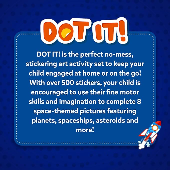 Skillmatics Dot It Sticker Art Activity - Space, Mess-Free Fun for Kids, 500+ Stickers, Craft Kits, DIY Scrapbooking Activity, Travel Toys, Gifts for Boys & Girls Ages 3, 4, 5, 6, 7