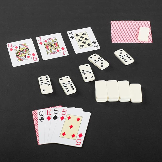 Mahjong Mat, Mahjong Table Mat for Poker, Card, Board Games, Tile Game and Dominoes, Game Mat with Carrying Bag & Dice (Black, 35" L x 35" W)