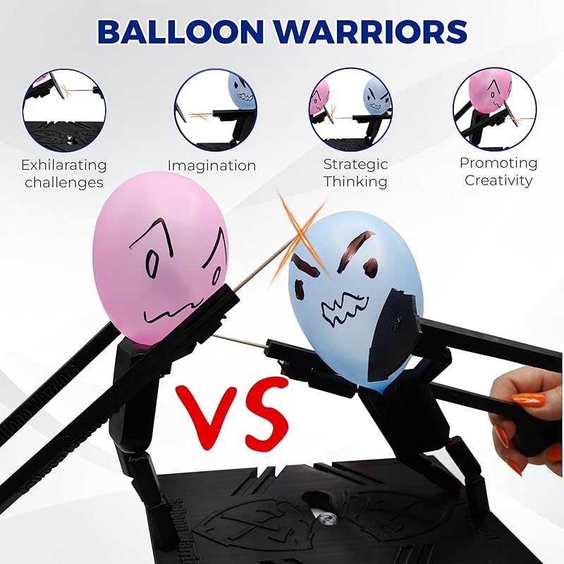 Balloon Warriors - Two player board game, Balloon popping game, Family game, Puppet Balloon popper