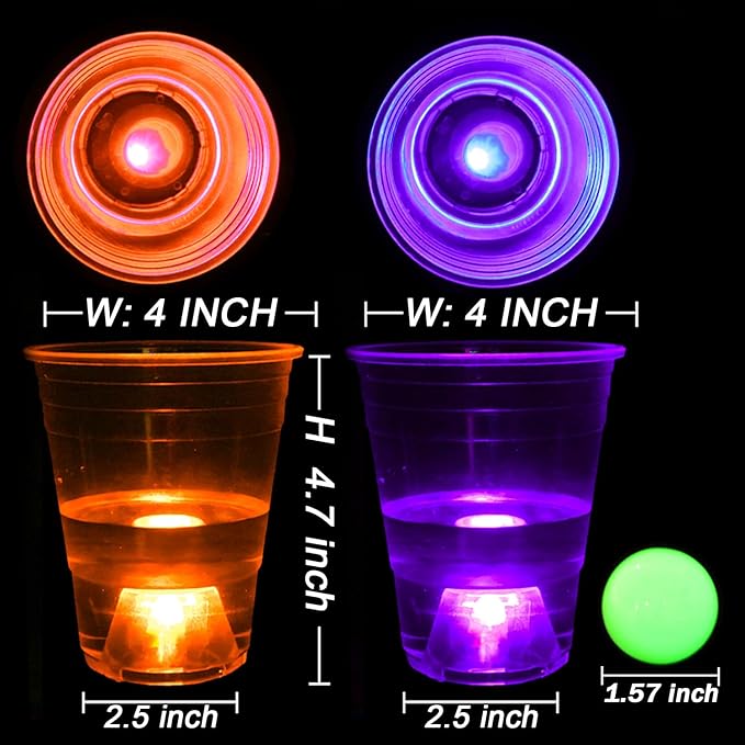 22 Pcs Set Orange & Purple Board Games for Glow Indoor,Outdoor Yard Games for Adults, with 6 Glow Games Theme Balls, Cup and Ball Game Lawn Games (16 oz)