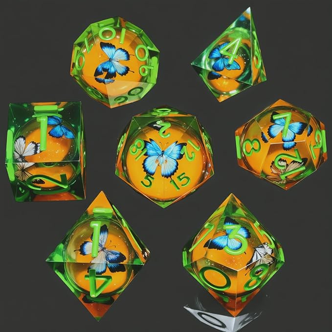 Resin Dice Set,Dragon and Dungeon Polyhedral Metal Dice, Punk Style Role-Play RPG Explorer MTG Pioneer Game DND Dice Set