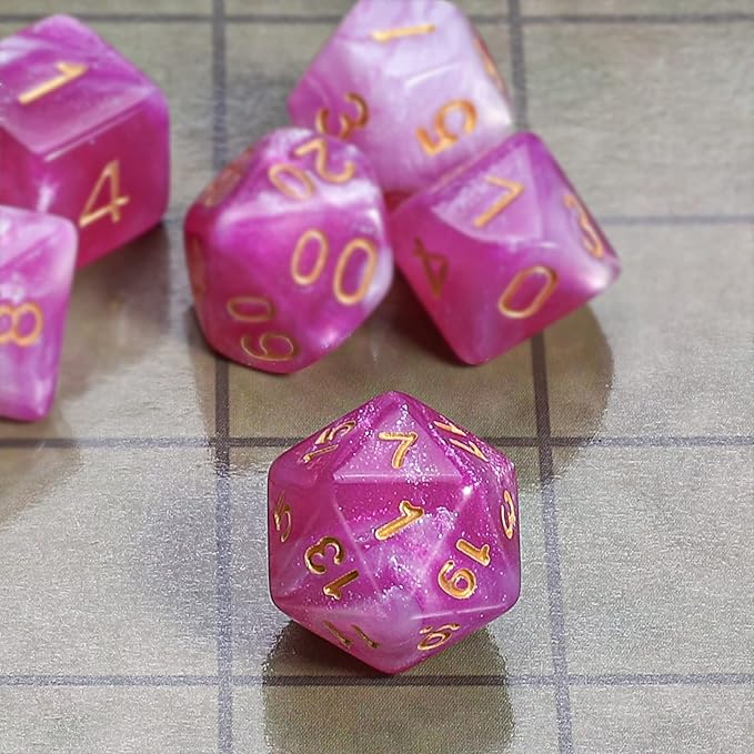CiaraQ DND Polyhedral Dice Set with a Black Dice Bag for D&D RPG MTG Role Playing Table Games(Light Pink)