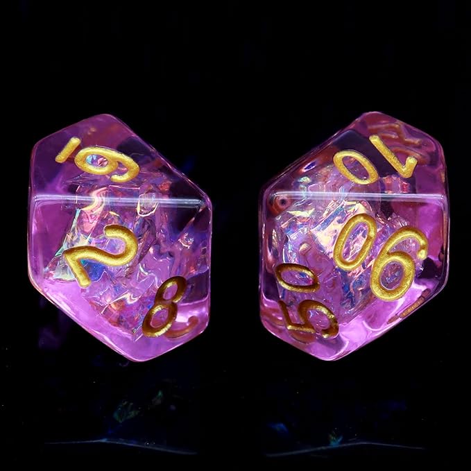 Haxtec Purple DND Dice Set 7PCS Resin Polyhedral D&D Dice W/Iridescent Mylar Inclusion for Roleplaying Games Dungeons and Dragons Gift