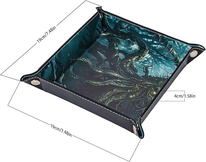 PU Leather DND Dice Trays Portable Dice Rolling Tray Large D&D Dice Storage Case for Desktop Storage and RPG Board Games, Jewelry Valet Tray for Women and Men