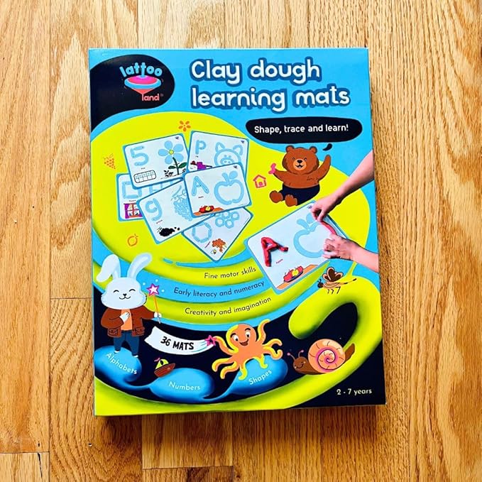 Alphabet & Number Playdough Mat for Letter Tracing | 36 Activity Card for Clay, Playdoh, Marker | Learn ABCs, Number & Shape | Educational Montessori Flashcard for Preschool Kid | 2, 3, 4, 5 Year Old