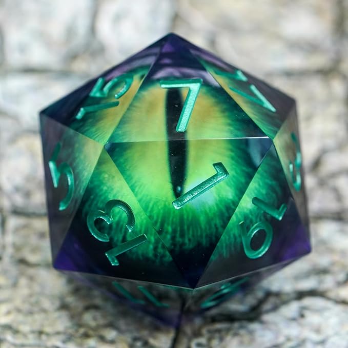 Dungeons and Dragons DND Dice D20, Moving Eyeball Liquid Core Dice Set D&D 33MM Oversized D20 Single Sharp Edge Resin dice with Gift Case, Polyhedral Dice for Role Playing Game