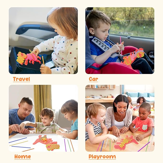 Dinosaur Sensory Activity Board for Kids, Double-Sided Silicone Fidgets Toys - Silent, No Mess, for Calming, Stress Anxiety, ADHD&Autism - Includes Portable Travel Bag & 10 Strings, Orange