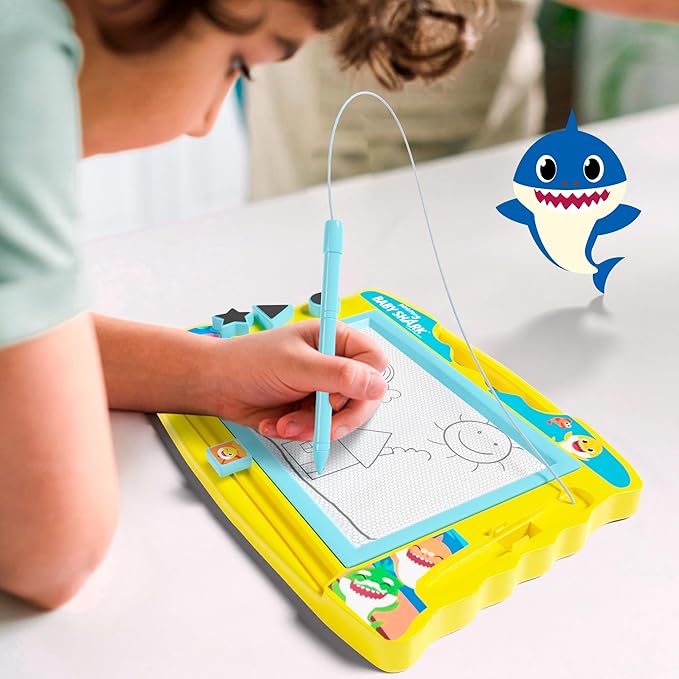 Lollipop Baby Shark Magnetic Drawing Board with Stylus and 3 Stamps, for Boys or Girls (Blue)…