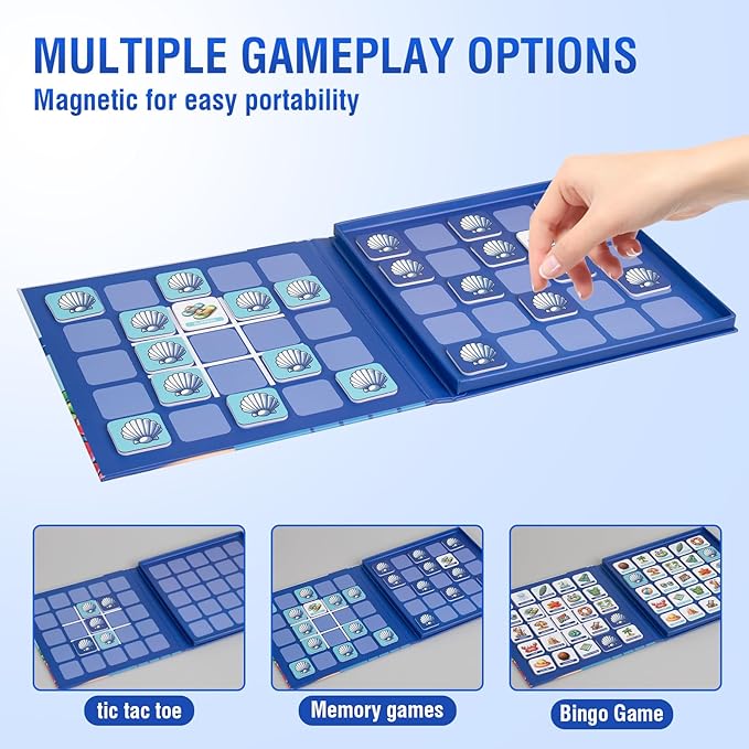 Magnetic Memory Matching Games for Toddlers Ages 3+, Travel Games for Kids, Fun Educational Toys for Beach Vacation & Road Trips.