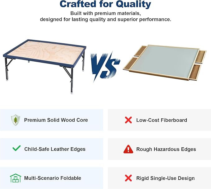 1500 Piece Puzzle Table with Folding Legs, 2 in 1 Tiltable Jigsaw Board, Clear Cover & 4 Independent Trays, Portable Wooden Design with Leather Edging, Perfect for Family Fun & Game Table (26‘’ x 35')