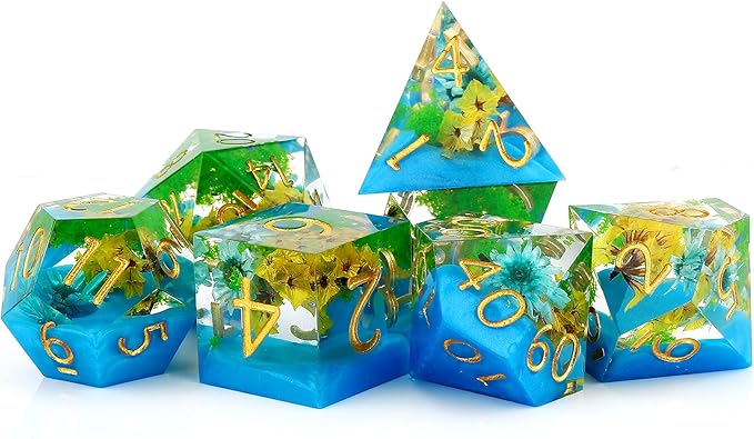 Haxtec DND Dice Set Sharp Edge Resin Dice Set with Dice Case, D and D Dice, Polyhedral D&D Dice Set for Dungeons and Dragons TTRPGs DND Gift