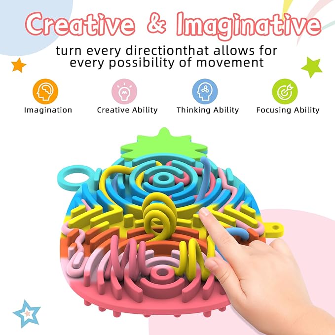 Silicone Sensory Activity Board,Double-Sided Busy Board for Fine Motor Skill,Fidget Toy for Calming, Stress, Anxiety, ADHD , Autism , Silent, No Mess , Kids 3+ & Adults(Pineapple)