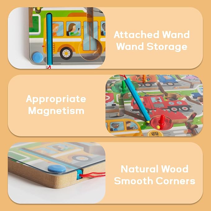 Magnetic Color Maze,Montessori Toys,Transportation Puzzle Toddler Toys for Ages 3-5,Sensory Toys Fine Motor Skills,Gifts for Kids