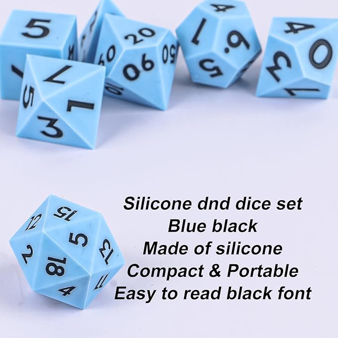DND Dice Set Sharp Edge Dice Set 7 Piece DND polyhedral Dice Numbers with Gold Leaf Exquisite Tin Box Packaging,Ideal for Dungeons & Dragons RPG and Board Games (Blue Black)