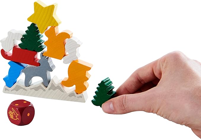 HABA Animal Upon Animal Christmas Limited Edition Wooden Stacking Game in Collector's Tin - Fun Games with Wooden Animals & Christmas Games