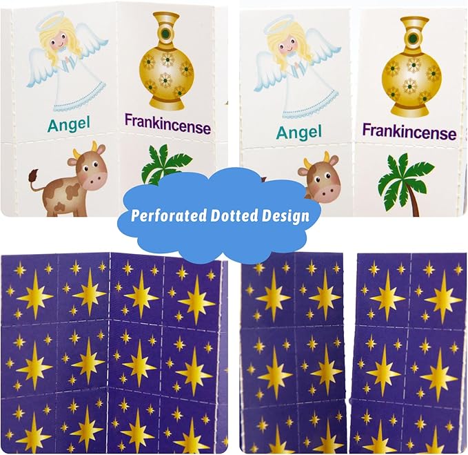 Fancy Land Nativity Bingo Game for Kids 24 Players Christmas Stable House Christain Bingo Game Holiday Religious Party Activities VBS