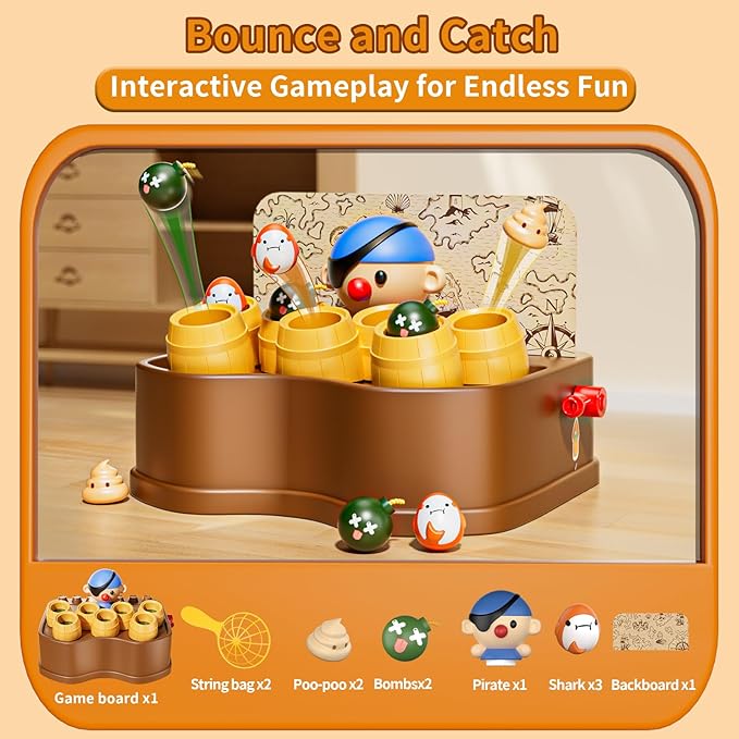 Pirate Bounce and Catch Games for Kids 3-5, Toddler Games for Kids 4-6, Birthday Gifts for 5-7 Boys and Girls, Family Toddler Board Games