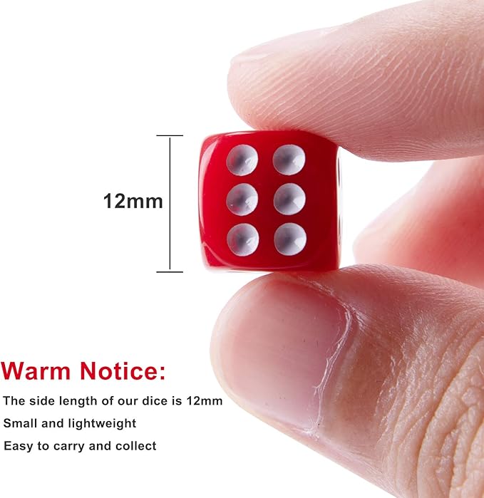 AUSTOR 100 Pieces Dices 12mm Game Dice Set 6 Sided Round Corner Dices for Tenzi, Farkle, Yahtzee, Bunco or Teaching Math