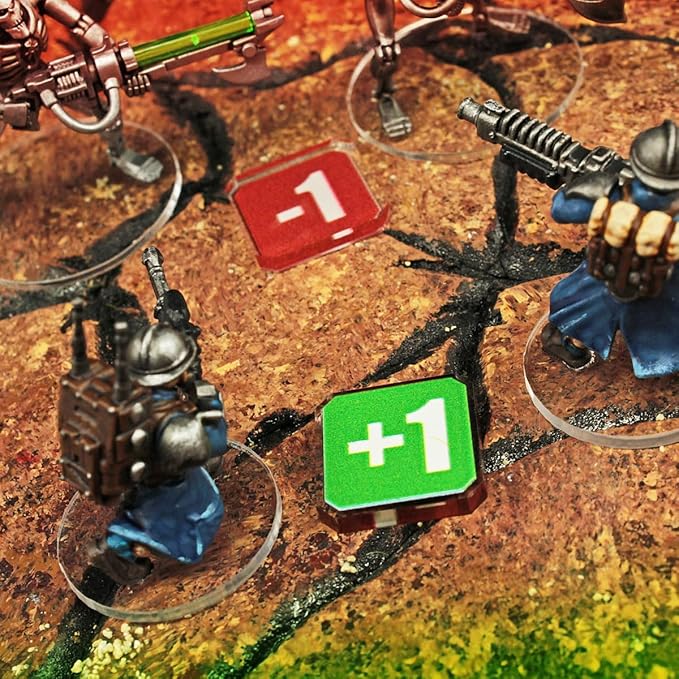 LITKO Upgrade Tokens | Compatible with Warhammer 10th Edition | Half-Strength | Battle Shocked | Wound | Movement | Modifier | WH40Kv10 (Plus One/Minus One Tokens)
