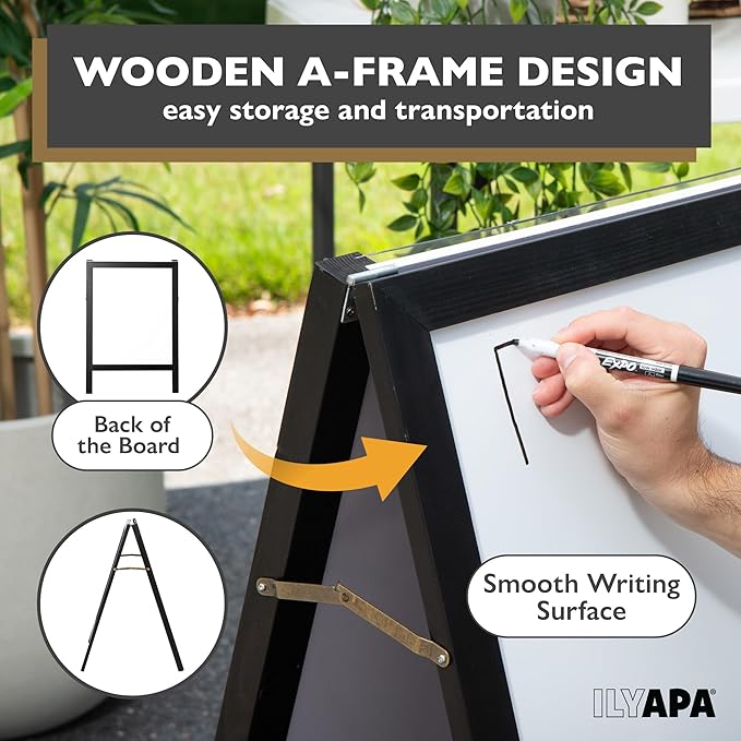 Ilyapa Board - Large Portable Prize Drop Game for Events and Trade Show - 20 x 31 Inch Double Sided - Wooden A-Frame Whiteboard Sign, Eraser