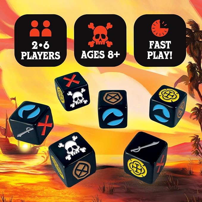 Booty Dice | Quick Pirate Dice Game | Great for Family Game Night | Perfect for Kids and Adults | Ages 8 and up