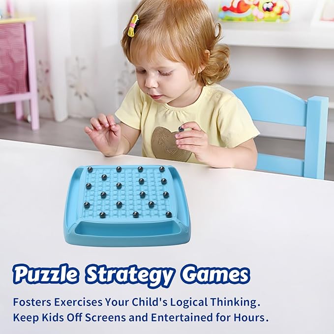 Magnetic Game Chess, Magnet Chess Fun Family Games for Kids and Adults,Magnet Chess Game with 40Pcs Magnetic Stones,Table Top Magnetic Board Game,2-4 Players