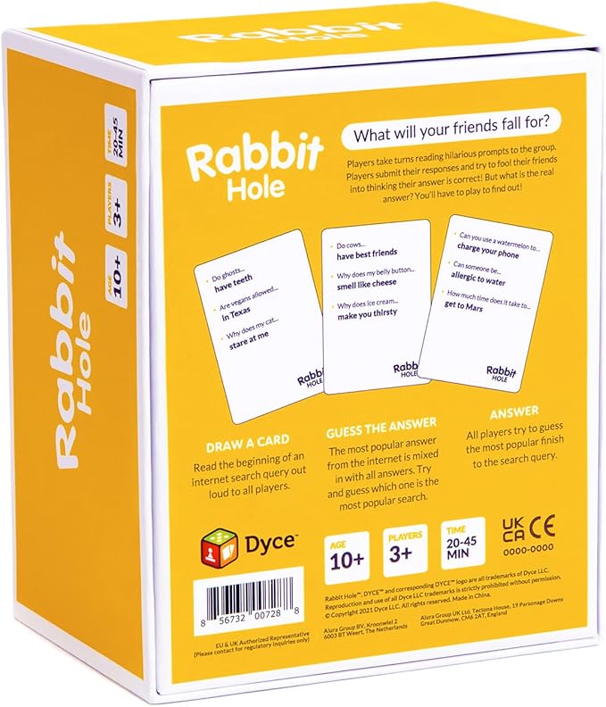 RABBIT HOLE Party Game - The “What Will Your Friends Fall for?” Family Card Game - for Kids, Tweens, Teens, College Students, Adults and Families, at Fun Parties and Board Games Night with Your Group