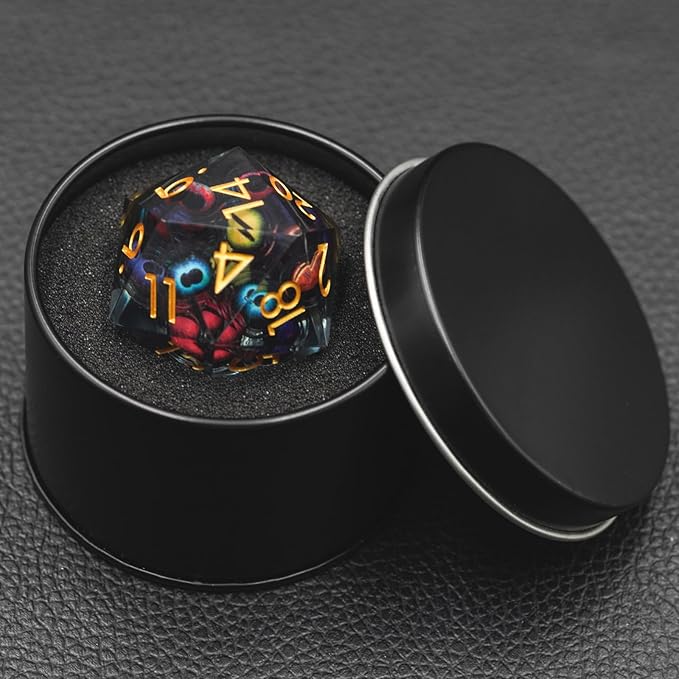 Dungeons and Dragons DND Dice D20, Moving Eyeball Liquid Core Dice Set D&D 33MM Oversized D20 Single Sharp Edge Resin dice with Gift Case, Polyhedral Dice for Role Playing Game