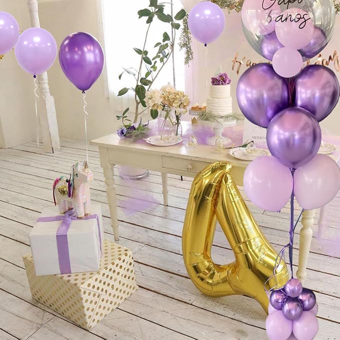 Purple Balloons Metallic Purple Balloon, 50 Pcs 12inch Lavender Lilac Purple Confetti Latex Balloons for Birthday Baby Shower Bridal Shower Wedding Party Decorations