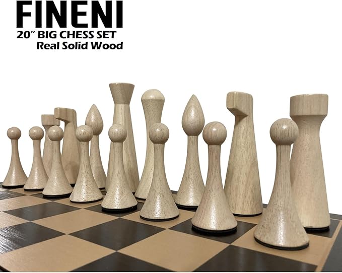Luxurious 20 inch Real Luxurious Original Colored Solid Wooden Chess Set. Durable Handmade Chess Board Game Sets with Storage Slots for 5.2” Weighted & Elegant Designed Wooden 34 Pieces (C20L)