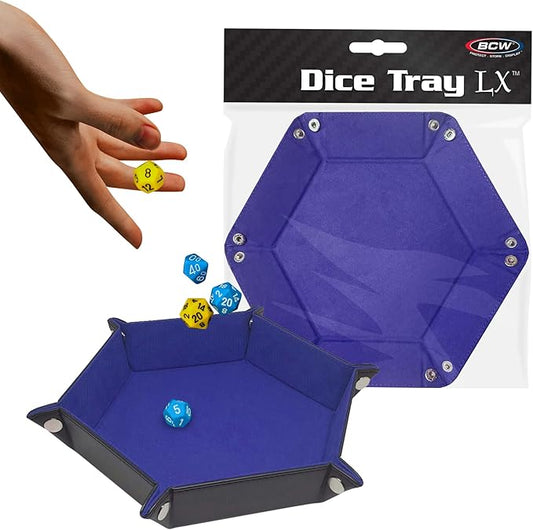 BCW Hexagon Dice Tray - Blue | Premium Quality, 12" Diameter (Flat), 8" Diameter (Folded) | Black Leatherette Back, Suede Liner | Ideal for RPGs, Warhammer, Dice Masters, DND | Gaming Dice Tray…