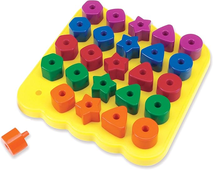 Learning Resources Stacking Shapes Pegboard, Toddler Pegboard, Stacking Pegboard Set, Fine Motor Toy, 27 Piece Set, Ages 2+