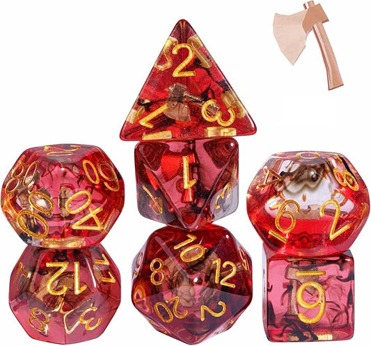 UDIXI 7PCS Polyhedral Dice Set, 7-Die DND Dice Set Filled with Axe for Role Playing Games as Dungeons and Dragons RPG Table Games?D&D (Barbarian)