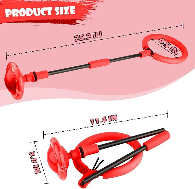 Ankle Skip Ball for Kids, Foldable Colorful Light Flash Wheel Skip Ball for Adults, Indoor Outdoor Game Toys for Kids Girls Boys, Gift for Girls, Boys Ages 5 6 7 8 9 10 11 12 Years Old- Red