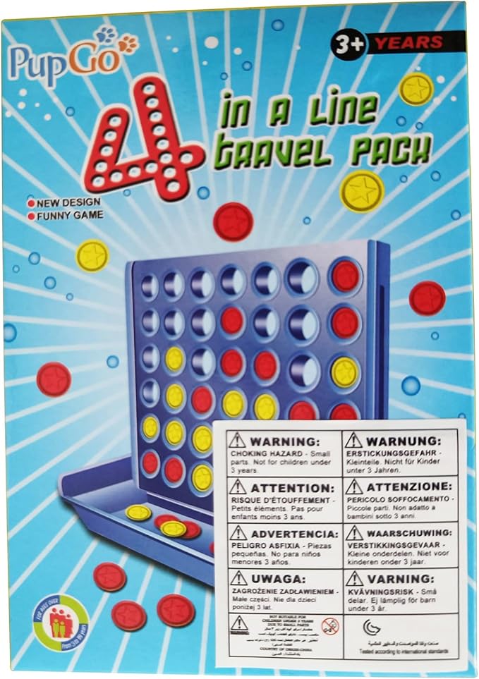 Pup Go 4 in a Line Game,6 Spare Discs Included, Four in a Row Line Up 4 Gaming Fun Set, Travel Portable Convenient Size, Classic Fun Educational Games for Kids(Mini)