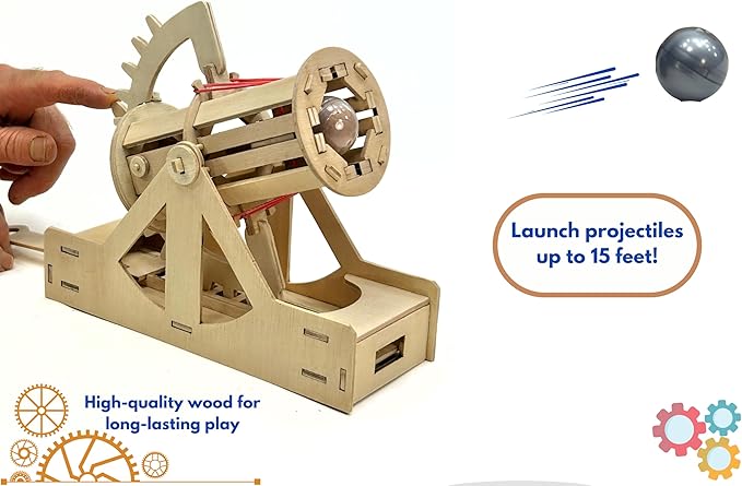 PATHFINDERS STEM Kit – Leonardo da Vinci Bombard Cannon | Science Kits for Kids Age 12-14 | stem Age 12-14 Physics Toys | Kids Engineering kit
