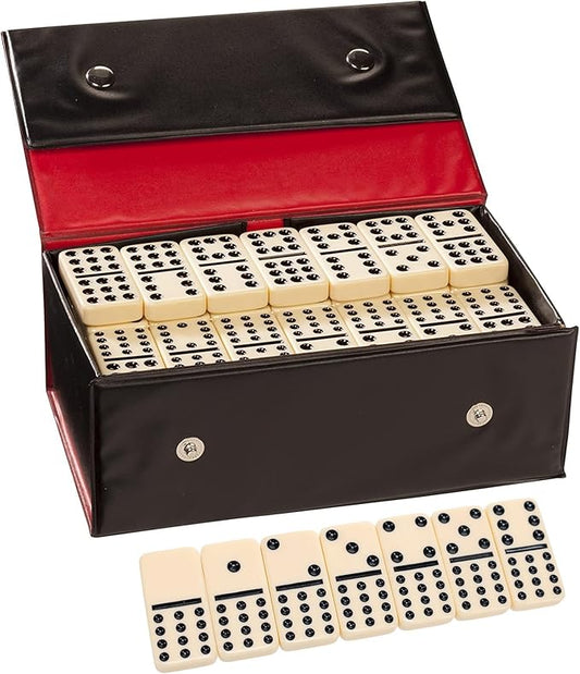 WE Games Double Twelve Dominoes Set - 91 Dominoes in Retro Travel Case - Ideal for Family Games - Perfect for Game Night