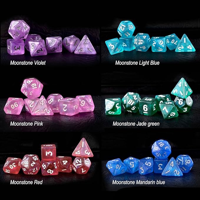 Moonstone 10mm Mini DND Dice Set for MTG RPG Dungeons and Dragons Role Playing Game, Assorted Colored 6X7 42pcs Set