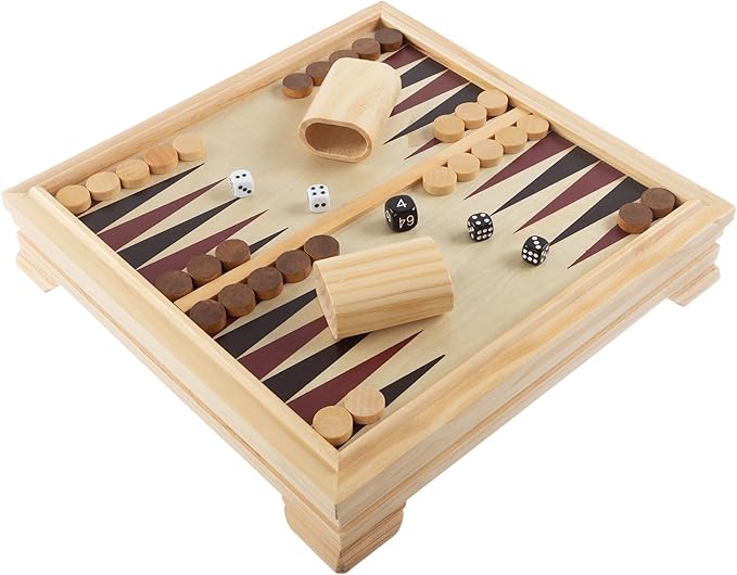 Board Game Set - Deluxe 7-in-1 Classic Board Games for All Ages - Wood Game Center with Storage - Chess, Backgammon, Dominos, Checkers, Dice Set, Cribbage Board, and Playing Cards by Trademark Games