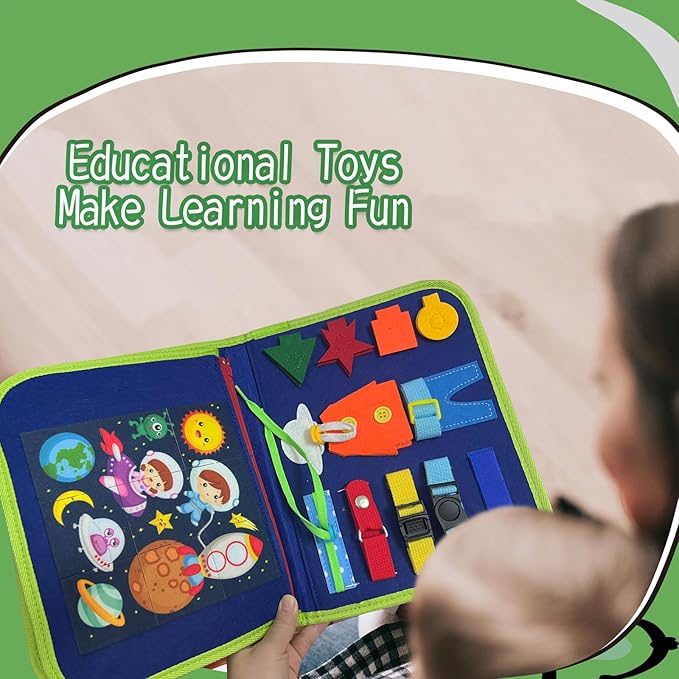 Toddler Busy Board Montessori Busy Board for 1 2 3 4 Year Old, Educational Activities Developing Preschool Learning, Sensory Board Fine Motor Skills, Travel Toys for Car Plane