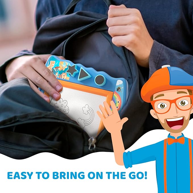 Lolipop Blippi Magnetic Sketcher with Magnetic Pen and Stamps - Star, Heart, Triangle Shapes | Creative Drawing Pad for Kids Blippi Toys for Boys and Girls
