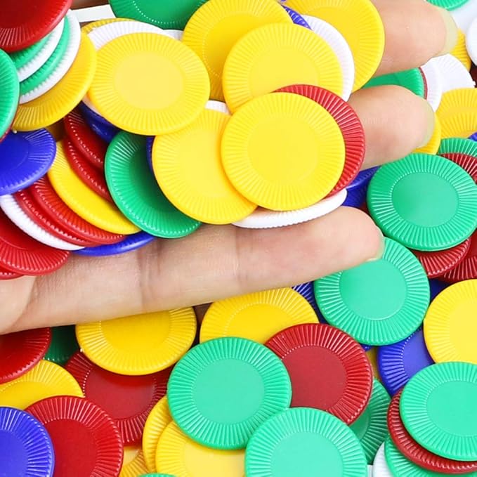 300 Plastic Poker Chips, Poker Card Game Chips Bulk for Game Play, Learning Math Counting, 5 Colors
