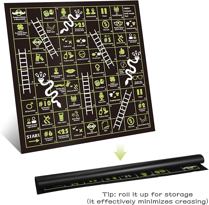 GOLDGE Tip-Land Drinking Game for Parties, Board Game Mat for Adults, Family Party Game Perfect for Parties & Family Games Nights