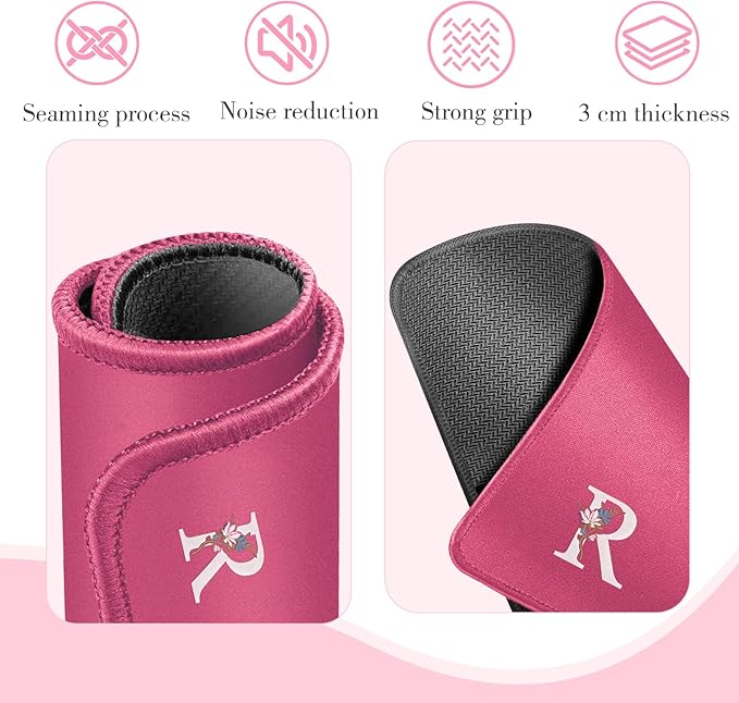 Mahjong Mat | Neoprene Anti-Slip Noise Reduction, Simple Design & Embroidery | 32.4x32.4 Inch Pink | Perfect for Mahjong, Board Games & Tile Games | Elegant Gift(Custom R Letter)