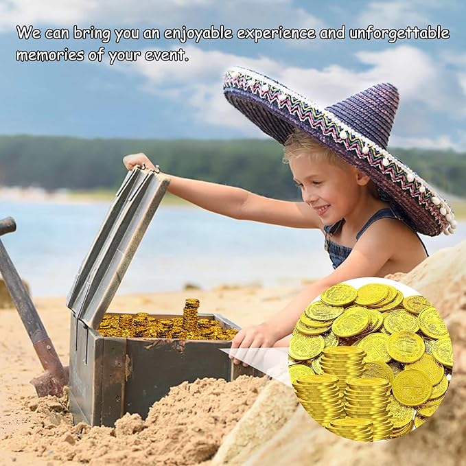 200 Pcs Plastic Pirate Gold Coins St. Patrick's Day Play Treasure Coins Fake Coins Reward Gifts for Kids Board Games Pirate Party Cosplay Pirate Party Decorations (200pcs)