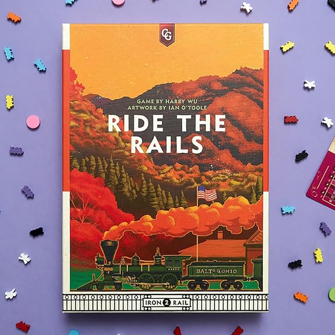 Ride The Rails, Core Strategy Board Game, 3 to 5 Players, 1 Page of Rules, Quick 60 Minute Play Time, Ages 14 and Up
