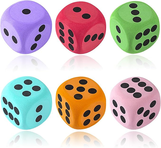 6Pcs EVA Foam Dice,3.15" Large Dice Educational Toy,Blank Slate Board Game to Get Your Lucky Numbers for Parties and Gifts