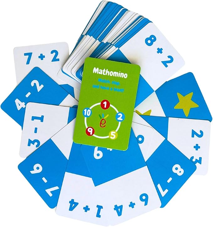 Math Card Game for Kids and Adults – Fun Speed, Math and Clap Reaction Game for 2 to 6 Players – Improve Math Skills and Quick Thinking – Learning Plus & Minus Playing – Mathomino Cards