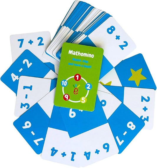 Math Card Game for Kids and Adults – Fun Speed, Math and Clap Reaction Game for 2 to 6 Players – Improve Math Skills and Quick Thinking – Learning Plus & Minus Playing – Mathomino Cards