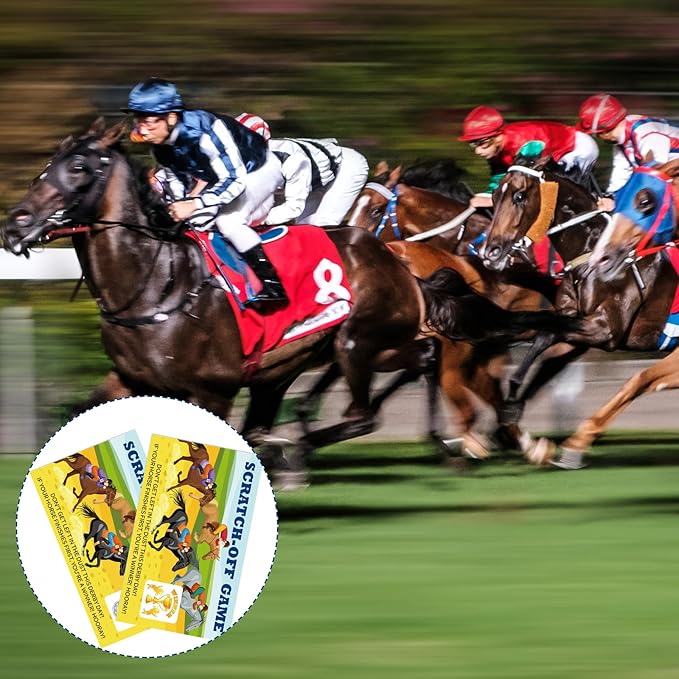 160 Pcs Derby Horse Race Party Game Scratch Off Cards Includes 150 Pcs [Unlucky] and 10 Pcs [Winner] with Scratch Off Stickers Derby Party Supplies Birthday Games for Adults
